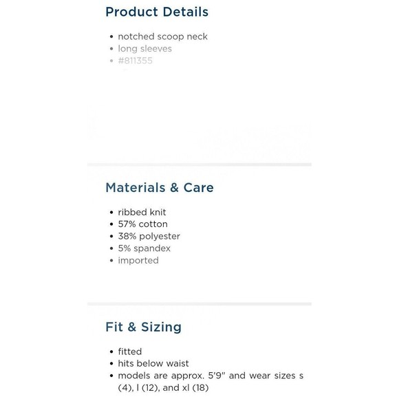 NWT Women's Old Navy Fitted Long Sleeve Rib Knit Tee Size 2X (20-22) Dits Floral - Picture 4 of 10